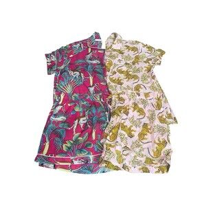 Haute Dreamz PJ Shorts Sets Bundle Of 2 Womens Large Jungle Leopard 100% Cotton